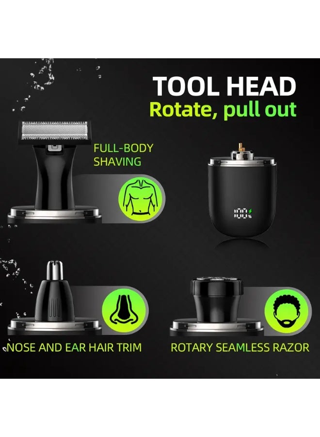 KIKIDO 6800 RPM Electric Razor for Men - 3-in-1 Trimmer with USB-C Charging, LCD Display & 3 Combs (2/4/6mm) for Face, Body & Travel Grooming - Image 3