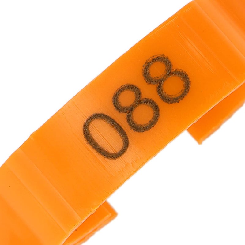 100Pcs Poultry Foot Rings, Numbered Identification Leg Buckles, Yellow - Retractable Design, Non - Plastic, Easy Size Adjustment for Chicken Duck Bird (Orange (100 per Pack)) - Image 2