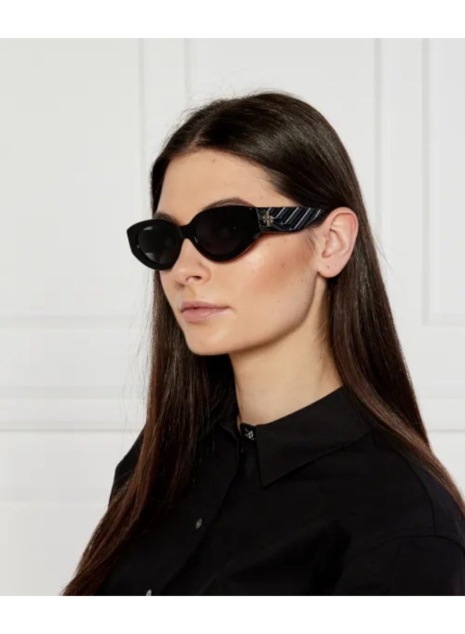 Tory Burch Women's Cat-Eye Sunglasses with Gold Logo, Black - Image 1