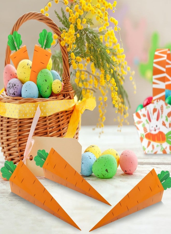 Geluode Carrot Treat Boxes, 50Pcs Carrot Shaped Cookie Candy Boxes 3D Carrot Cardboard Box, Easter Treat Boxes Party Favor Bags for Easter Spring Themed Birthday Party Easter Decoration - Image 5