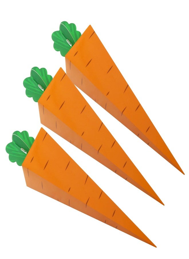 Geluode Carrot Treat Boxes, 50Pcs Carrot Shaped Cookie Candy Boxes 3D Carrot Cardboard Box, Easter Treat Boxes Party Favor Bags for Easter Spring Themed Birthday Party Easter Decoration - Image 1
