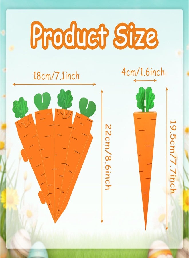 Geluode Carrot Treat Boxes, 50Pcs Carrot Shaped Cookie Candy Boxes 3D Carrot Cardboard Box, Easter Treat Boxes Party Favor Bags for Easter Spring Themed Birthday Party Easter Decoration - Image 2