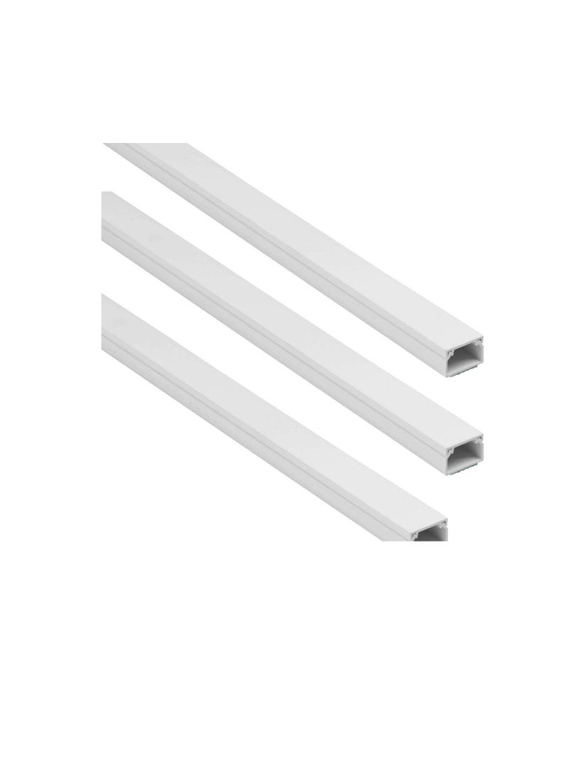90cm Square Cable Box Self Adhesive PVC Trunking White Red Sticker Wall Cord Cover Cable Concealer On-Wall Wire Cover Paintable Cable Management Raceway to Hide Wires - Pack of 3 (10x10MM)  - Image 1
