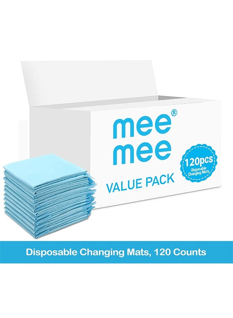 Mee Mee Disposable Changing Mats 120 Counts Soft Waterproof Mat Portable Leak Proof Changing Mat New Mom Leak Proof Under pad Mattress Table Protector Pad - Image 2