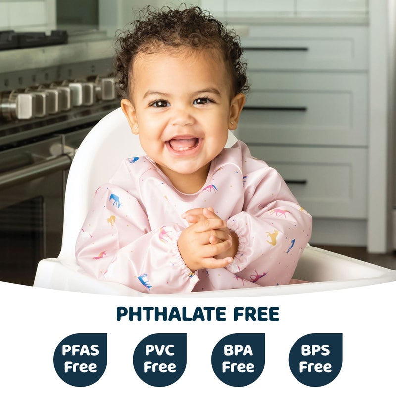 Tiny Twinkle Long Sleeve Bib for Babies & Toddlers | Waterproof Smock Bib for Eating | Machine Washable & Mess-Proof Feeding Essentials | Newborn Shower Gift (Unicorn Confetti, 6â€“24M) - Image 3