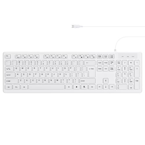 M MC Saite MCSaite Wired White USB 104 Keys Computer Keyboard with Stands,Waterproof - US Layout Compatible for Windows, PC, Laptop - Image 1