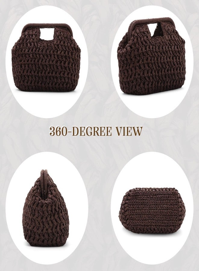 Fecialy Straw Clutch Purse for Women Summer Beach Woven Bags Straw Top Hanlde Handbags Vacation Crossbody Purses - Image 5