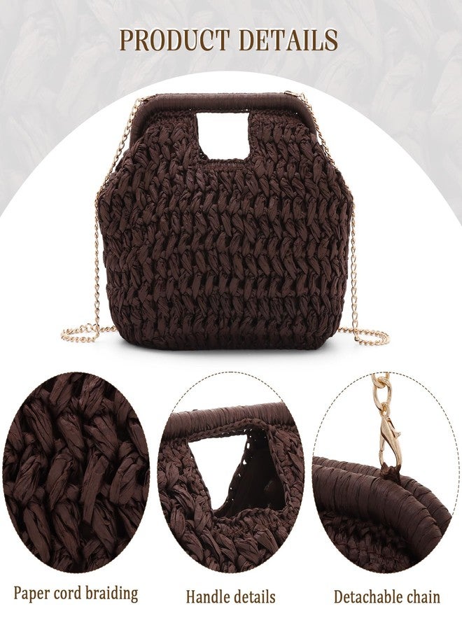 Fecialy Straw Clutch Purse for Women Summer Beach Woven Bags Straw Top Hanlde Handbags Vacation Crossbody Purses - Image 4