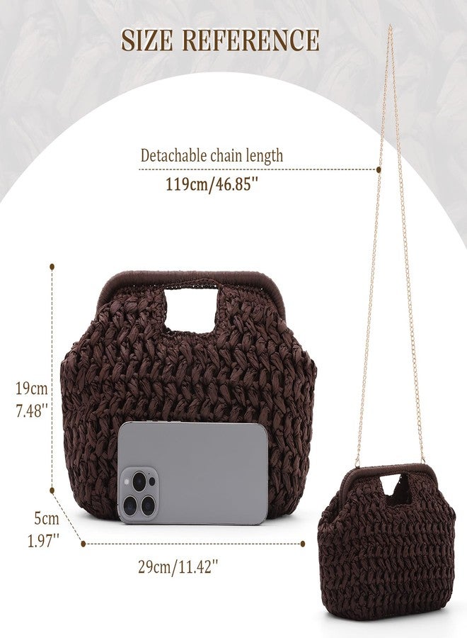 Fecialy Straw Clutch Purse for Women Summer Beach Woven Bags Straw Top Hanlde Handbags Vacation Crossbody Purses - Image 3