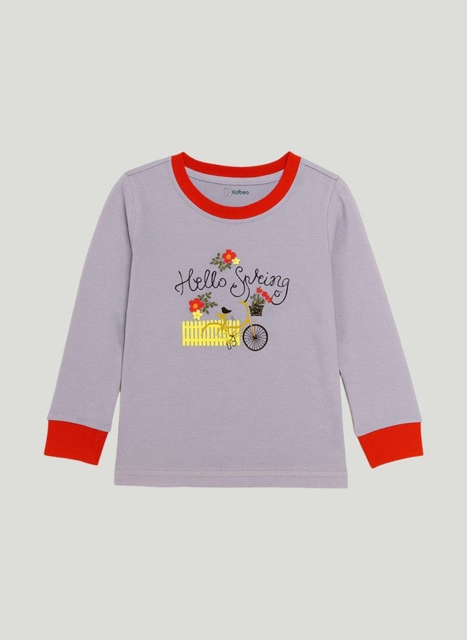 Kidbea Kids Typography Printed Cotton Night Suit Set with Full-Sleeve T-Shirt and Joggers - Image 3