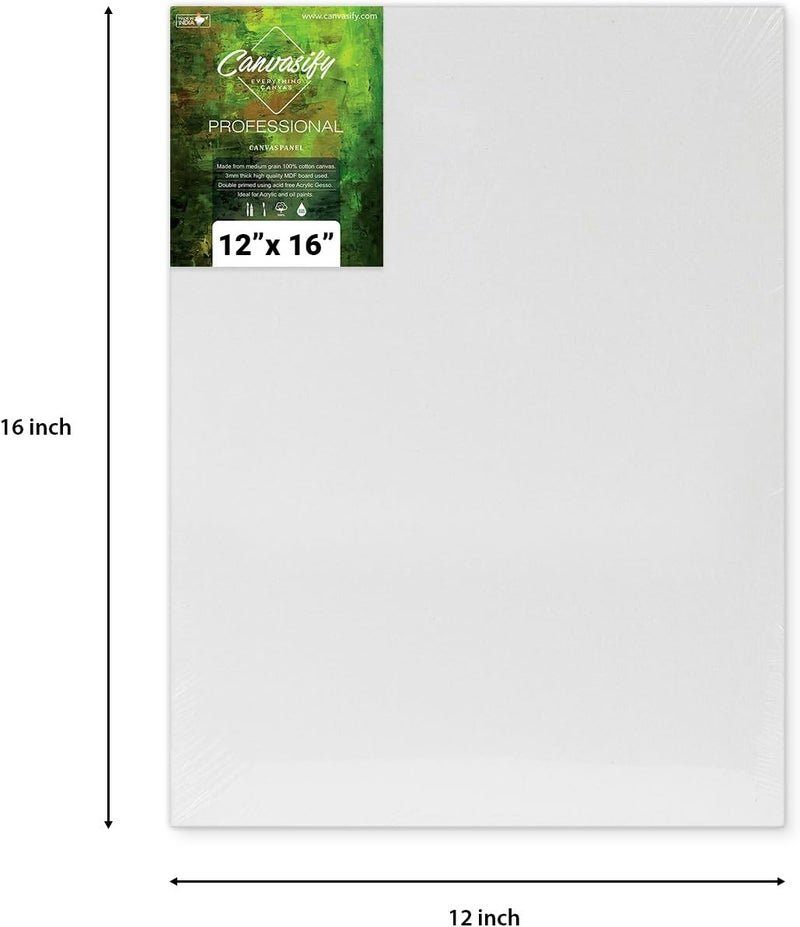 Canvasify Medium Grain Canvas Board for Painting- 12" X 16" (Pack of 4) Primed Cotton Canvas Boards for Oil & Acrylic Paint, Collages, Artists, Advertising Poster & Decorating Projects - Image 3