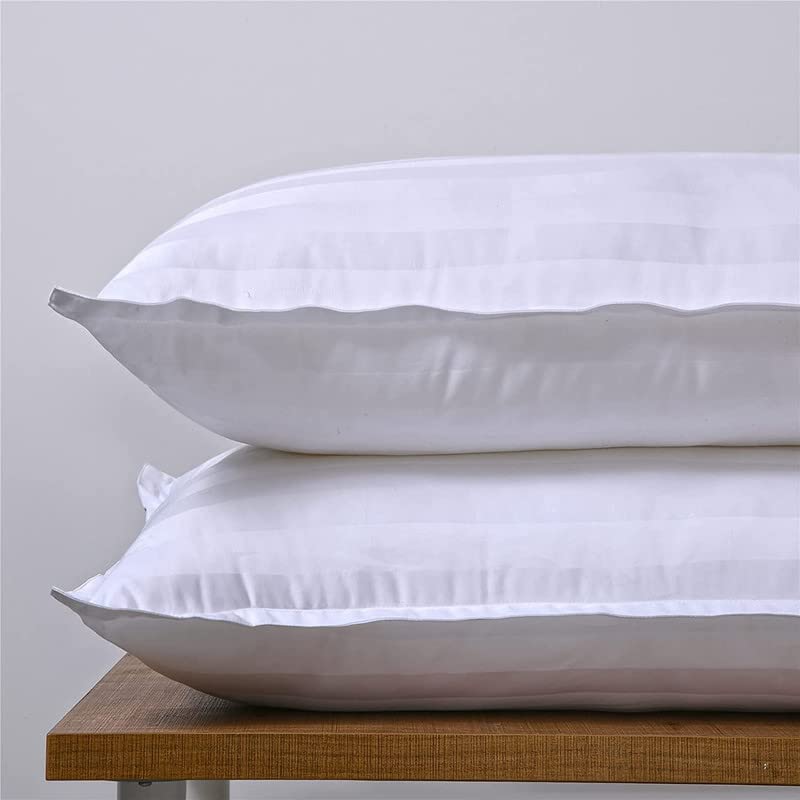 BDWEAVES NUMERON Plain White cotton Stripes -King size Bedsheet bedding set - 400 TC soft 1 cm a striped finish | with 2 Pillow Cover | 400 TC King - Image 2