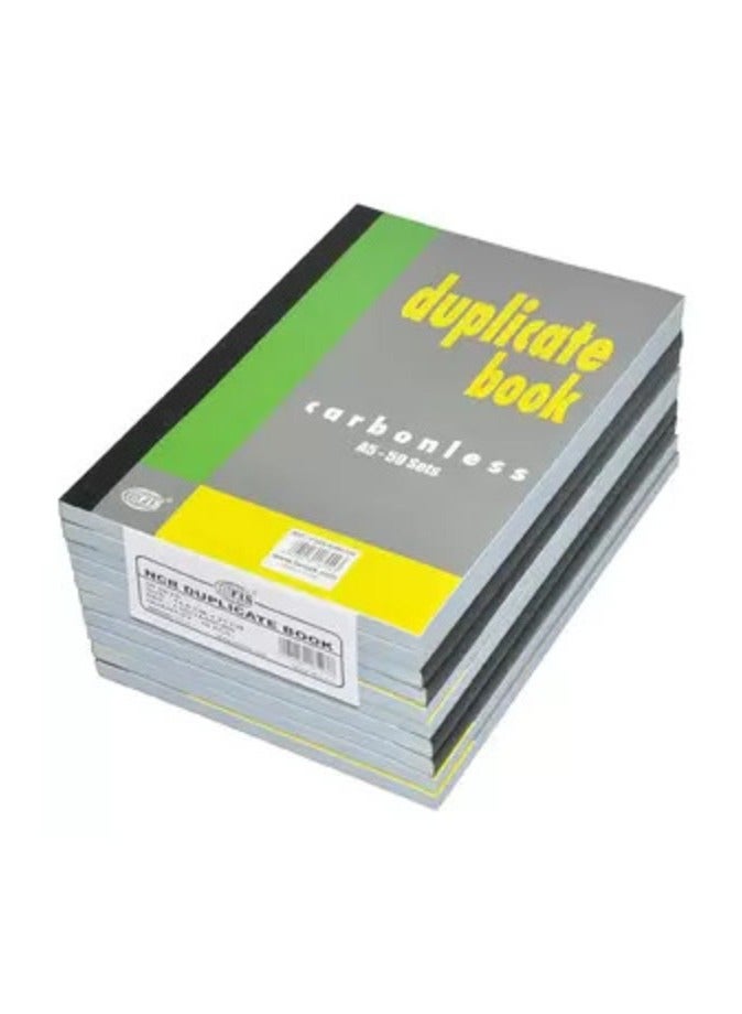 FIS 10-Piece FIS Duplicate Books with 1 Duplicate, NCR Paper (50 Sets) A5 Size