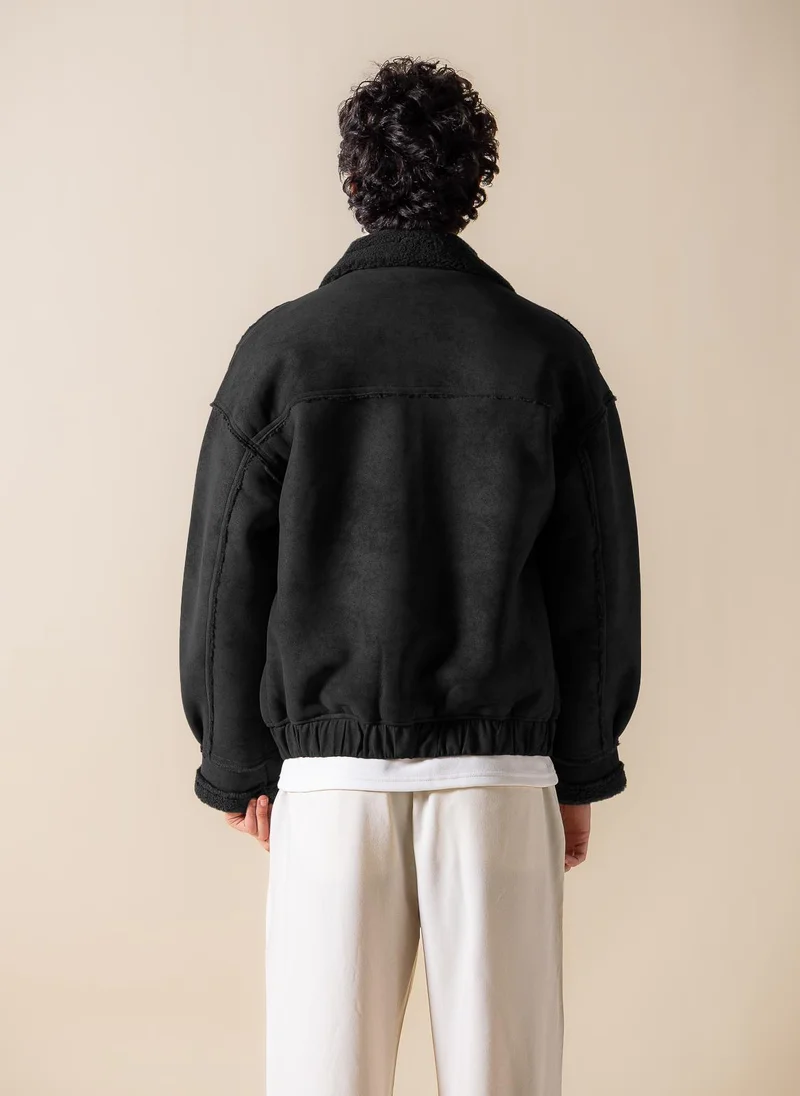 SHAPES FAUX FUR ZIP-UP JACKET