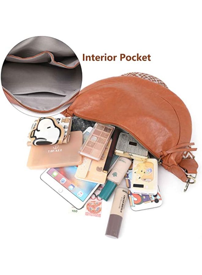 Stylish and Functional Leather Shoulder Bag For Women, Brown - Image 5