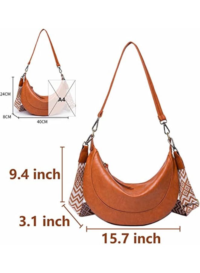 Stylish and Functional Leather Shoulder Bag For Women, Brown - Image 4