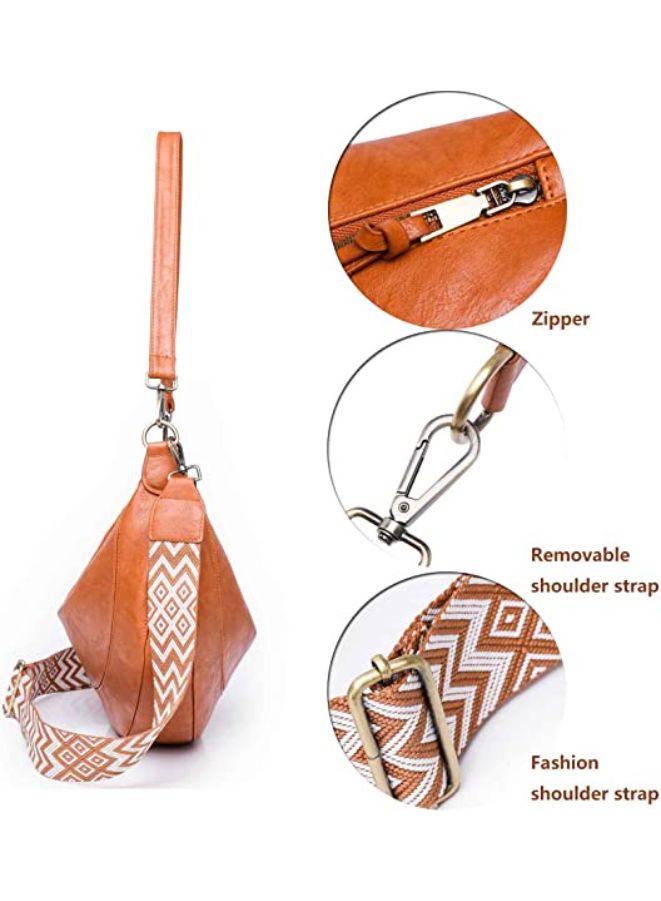 Stylish and Functional Leather Shoulder Bag For Women, Brown - Image 3