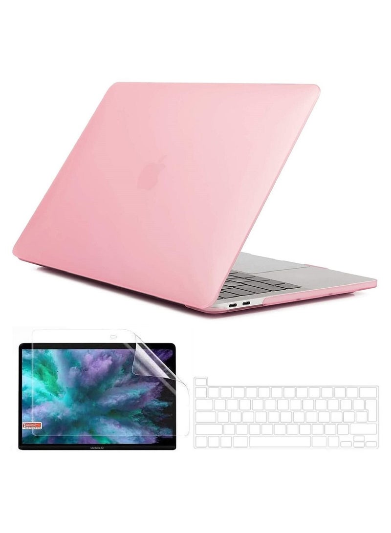AMM Hard Shell Case with UK Layout Clear Skin Keypad and Screen Protector Compatible for Apple MacBook New Pro 16" Model: A2141 Release 2019 Pink - Image 1