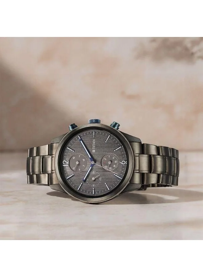 تيتان Neo Splash Quartz Multifunction Anthracite Dial Grey Stainless Steel Strap Watch for Men - 1805KM07