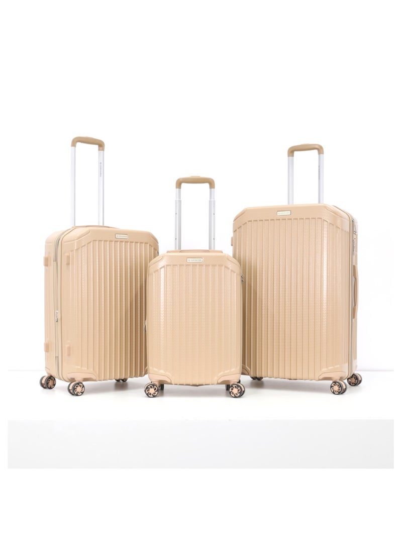 GIORDANO Hardshell Luggage Spinner Trolley Bag 3 Pieces Set,Khaki (S-20",M-24",L-28")  - Image 1