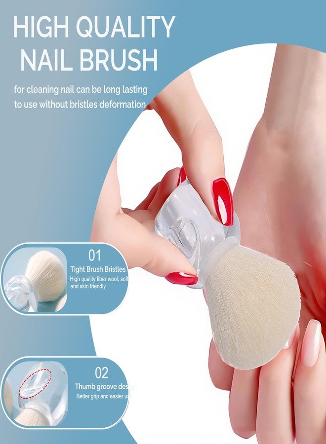 Lumcrissy 2Pcs Nail Dust Brush Set, Transparent Base with Hollow Cavity Design (Better Grip) - Soft Kabuki Cleaner Brush for Acrylic Nails, Manicure Dust Removal & Makeup - Image 3