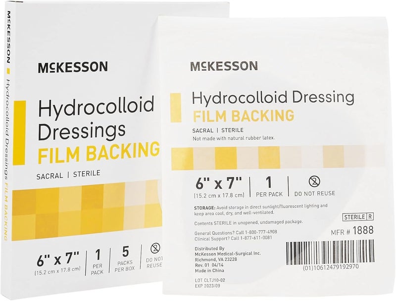 McKesson Hydrocolloid Dressing Sterile Sacral Film Backing 6 in x 7 in 5 Count 1 Pack - Image 1