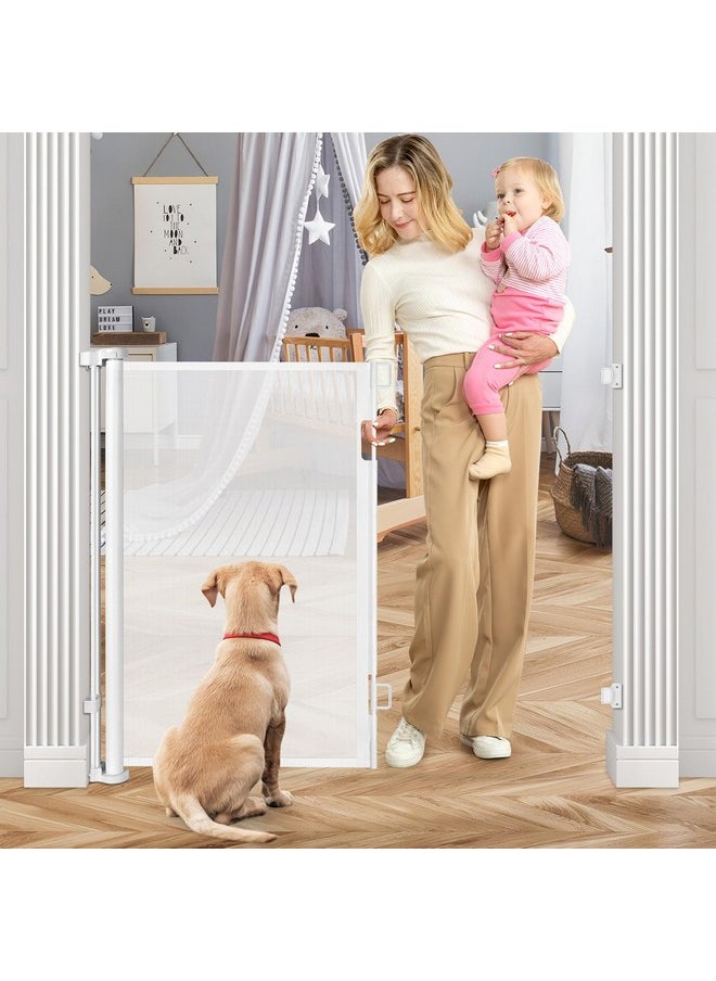 BETERTEK 42 Inch Extra Tall Retractable Baby Gate 55" Wide Retractable Dog Gate Extra Tall Baby Gate For Dogs Indoor Extra Tall Dog Gate For Doorway Extra Tall Pet Gate Dog Gates For The House Retractable Gate  - Image 1