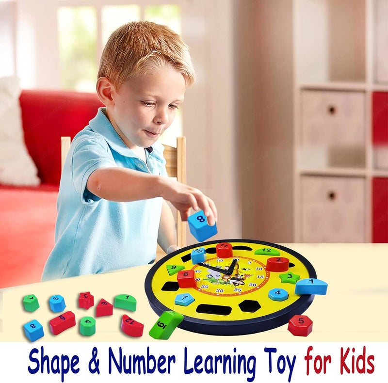 FunBlast ساعة تعليمية للأطفال، لعبة لغز الساعة، لعبة تعليم الوقت للأطفال الصغار، لعبة تعليم الأشكال والأرقام للأطفال، ألعاب ساعة تعليمية للأطفال من 2، 3، 4+ سنوات، الأولاد، البنات - متعددة الألوان - Image 5