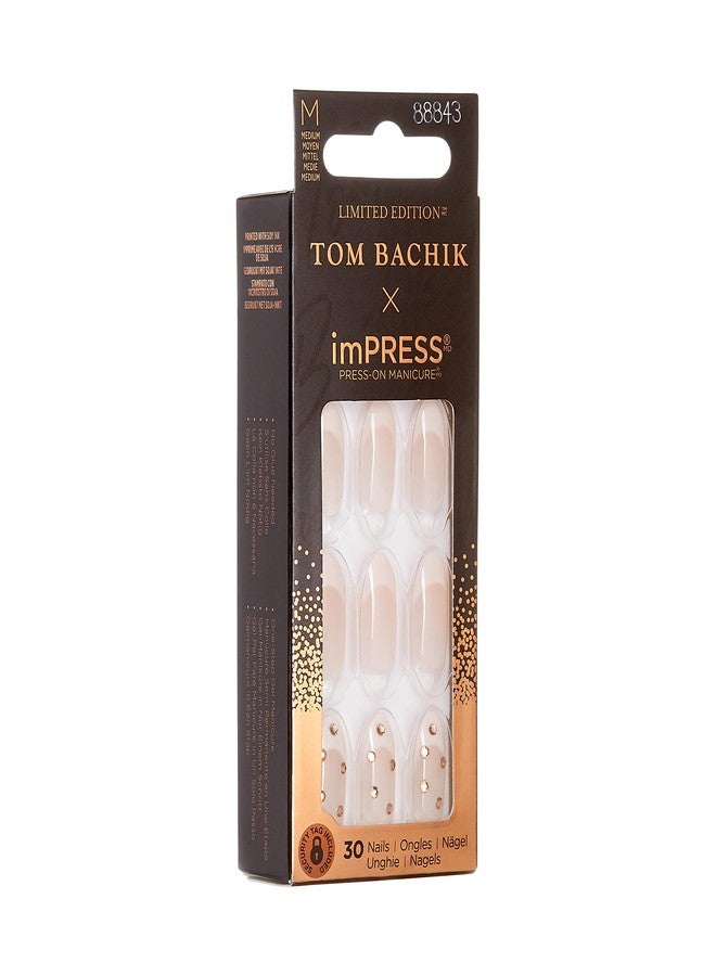 Impress KISS TOM BACHIK x imPRESS Press-On Manicure Nail Kit, Style "You Fancy Huh" Medium Almond Neutral Press-On Nails, Includes Prep Pad, Mini Nail File, Cuticle Stick, & 30 Fake Nails - Image 2