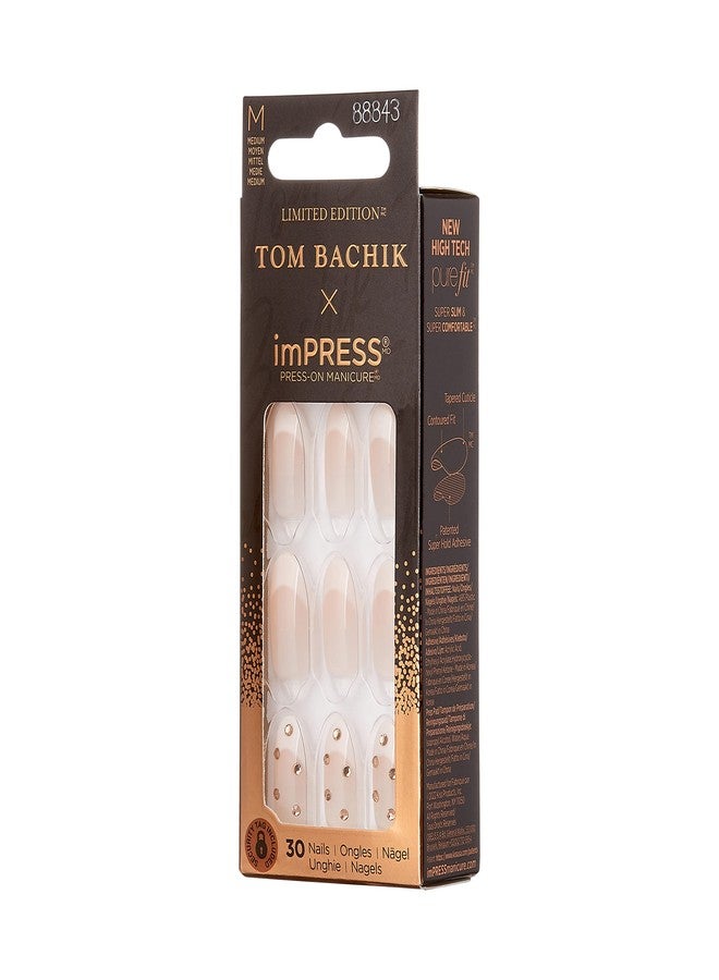 Impress KISS TOM BACHIK x imPRESS Press-On Manicure Nail Kit, Style "You Fancy Huh" Medium Almond Neutral Press-On Nails, Includes Prep Pad, Mini Nail File, Cuticle Stick, & 30 Fake Nails - Image 3