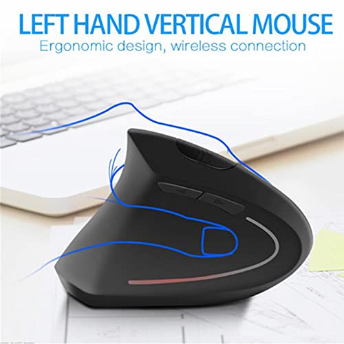 Sunffice Left-Handed Mouse, Rechargeable 2.4G Wireless Ergonomic Vertical Mice with USB Receiver, 6 Buttons Optical Vertical Cordless Mice for Laptop Computer PC Desktop Computer Notebook,for Lefty Hands - Image 5