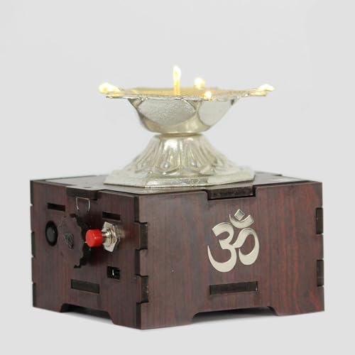 SolarBasket Solar Basket Solar Mantra Diya – Akhand Battery-Operated Diya with 6 Silver-Coated LED Batis (Vats), Plays 22 Powerful Mantras, Ideal for Puja, Meditation, Home Décor & Gifting (Pack of 1) - Image 2