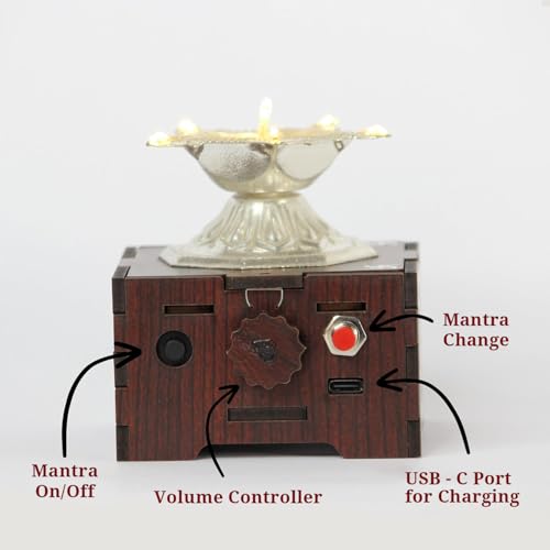 SolarBasket Solar Basket Solar Mantra Diya – Akhand Battery-Operated Diya with 6 Silver-Coated LED Batis (Vats), Plays 22 Powerful Mantras, Ideal for Puja, Meditation, Home Décor & Gifting (Pack of 1) - Image 3