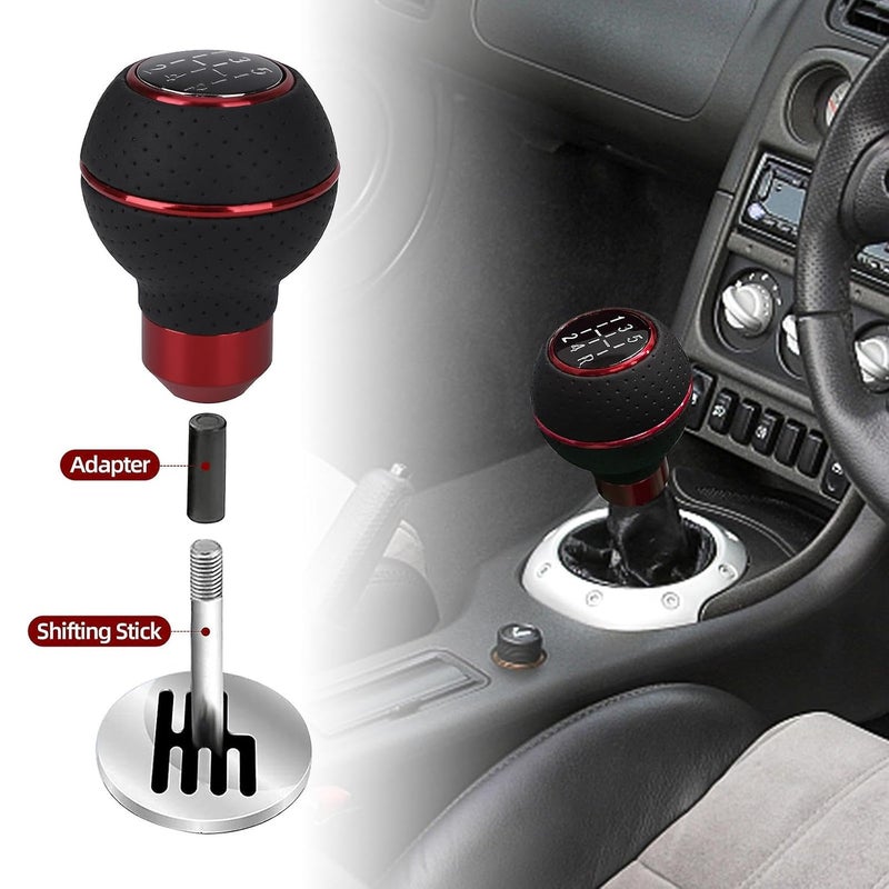 AutoBizarre مقبض نقل الحركة المغطى بالجلد من AutoBizarre 5 سرعات مع قاعدة معدنية من الألمنيوم (أحمر) - Image 2