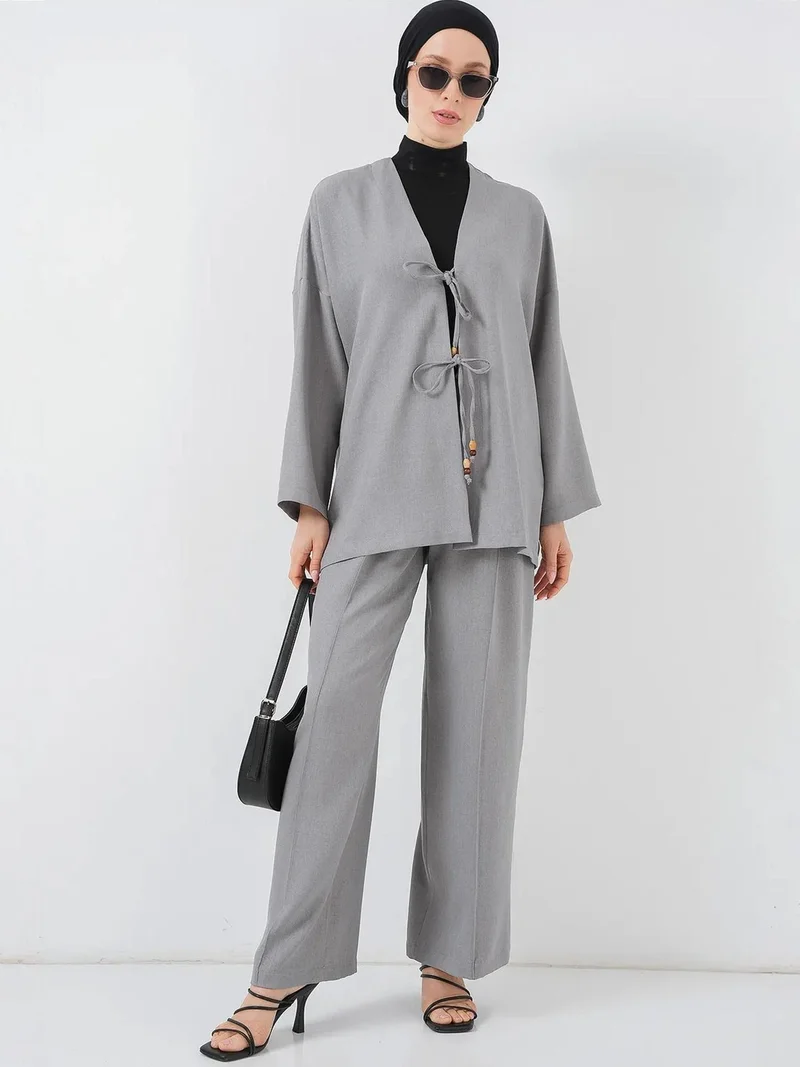 BIG DART BDART V-Neck Cardigan and Wide Leg Pants Set