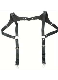 Generic 1pc Black PU Leather Suspenders, Leather Adjustable Decorative Jockstrap For Men  - Image 2