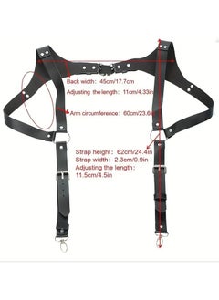 Generic 1pc Black PU Leather Suspenders, Leather Adjustable Decorative Jockstrap For Men  - Image 1