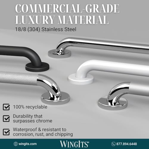 WingIts WGB6SS18 STANDARD Grab Bar, Concealed Mount, Satin Stainless Steel, 18-Inch Length by 1.50-Inch Diameter - Image 3