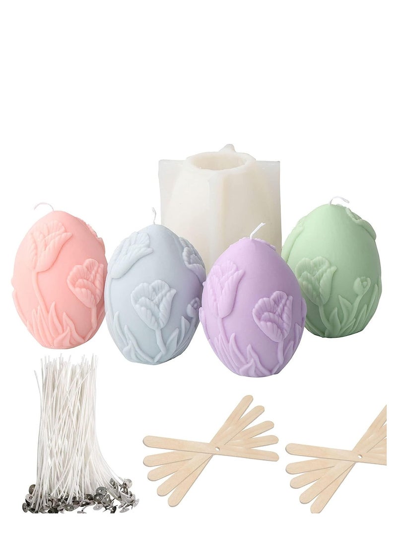 سيوسي Candle Mold, 3D Embossed Flower Silicone Soy Wax Beeswax Aromatherapy Soap Moulds for Birthday  Day Wedding Party Decor Home Decoration with 100 Wicks 10 Holder - Image 1