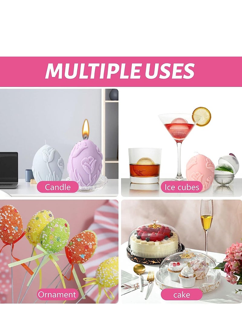 سيوسي Candle Mold, 3D Embossed Flower Silicone Soy Wax Beeswax Aromatherapy Soap Moulds for Birthday  Day Wedding Party Decor Home Decoration with 100 Wicks 10 Holder - Image 5