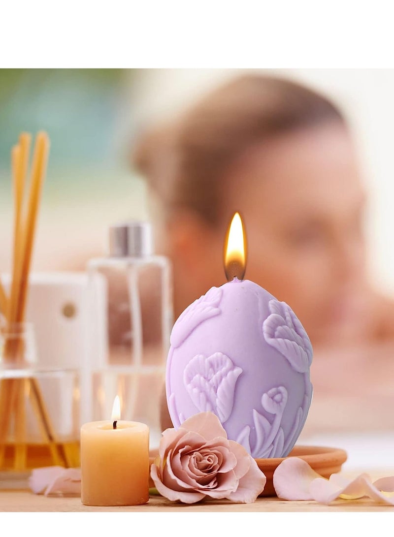 سيوسي Candle Mold, 3D Embossed Flower Silicone Soy Wax Beeswax Aromatherapy Soap Moulds for Birthday  Day Wedding Party Decor Home Decoration with 100 Wicks 10 Holder - Image 2
