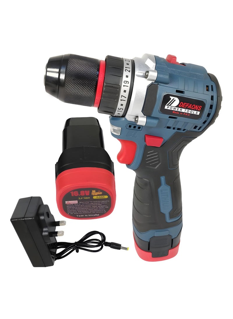 DEFAONS - DEFAONS 16.8V Cordless Electric Drill Driver Kit with 2 Batteries, Variable Speed, 23+3 Torque Settings, LED Light, All-Copper Motor, Includes Drill Bits and Case GCLD01-11 - Image 1