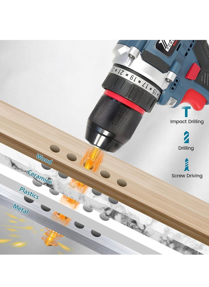 DEFAONS - DEFAONS 16.8V Cordless Electric Drill Driver Kit with 2 Batteries, Variable Speed, 23+3 Torque Settings, LED Light, All-Copper Motor, Includes Drill Bits and Case GCLD01-11 - Image 1