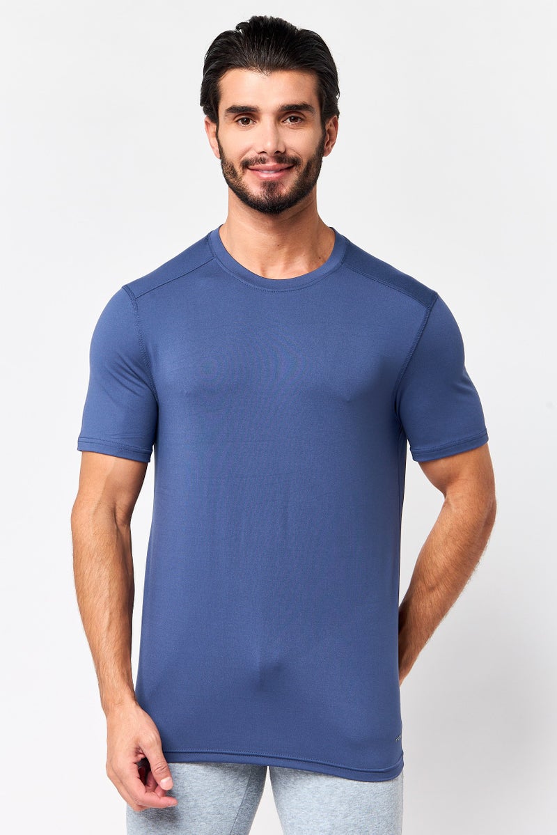 MOTION Men Sportswear Fit Short Sleeve Training T-Shirt, Slate Blue - Image 1