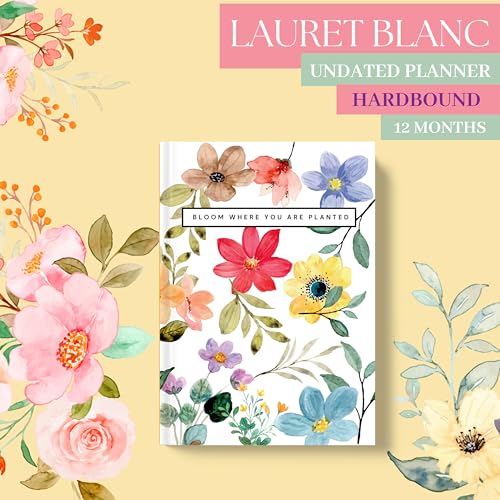 LAURET BLANC Hardbound12Months Undated Planner- A5 Size, 12 Monthly Spreads, 52 Weekly Spreads, Habit Tracker, Utility Pages (Bloom Where You Are Planted.) - Image 2
