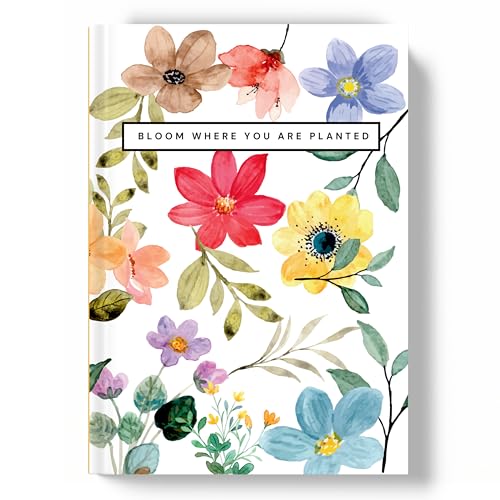 LAURET BLANC Hardbound12Months Undated Planner- A5 Size, 12 Monthly Spreads, 52 Weekly Spreads, Habit Tracker, Utility Pages (Bloom Where You Are Planted.) - Image 1