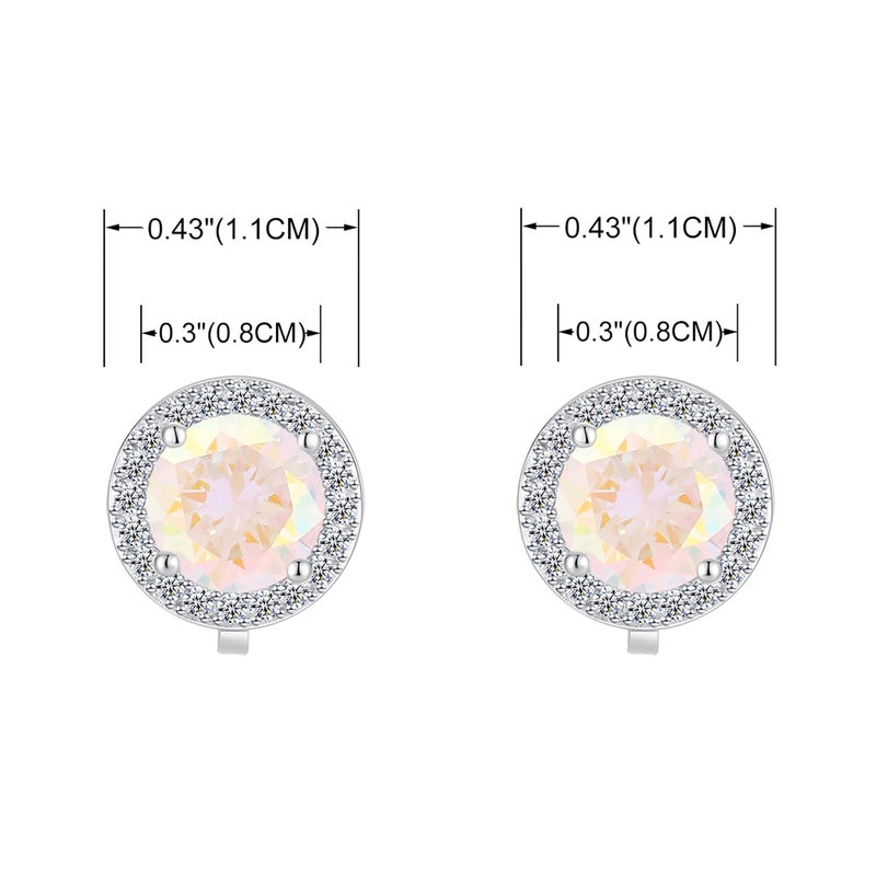YOQUCOL 8MM Aurora Borealis Cubic Zirconia Crystal Clip On Stud Earrings Round Non Pierced Earrings For Women - Image 2