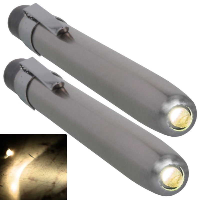 SJ SJ 5W 2 Pieces Mini Battery Operated Medical Penlight Waterproof LED Torch Lamp Flashlight Light Metal Black 117 B - Image 1