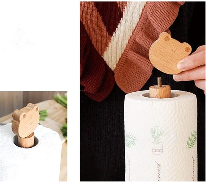 Free Standing Toilet Paper Holder Toilet Paper Holders Animal Tissue Holder Kitchen Bathroom Towel Roll Stand Countertop Wooden Paper Roll Holder Toilet Paper Holders (Color : B, Size : L) - Image 2