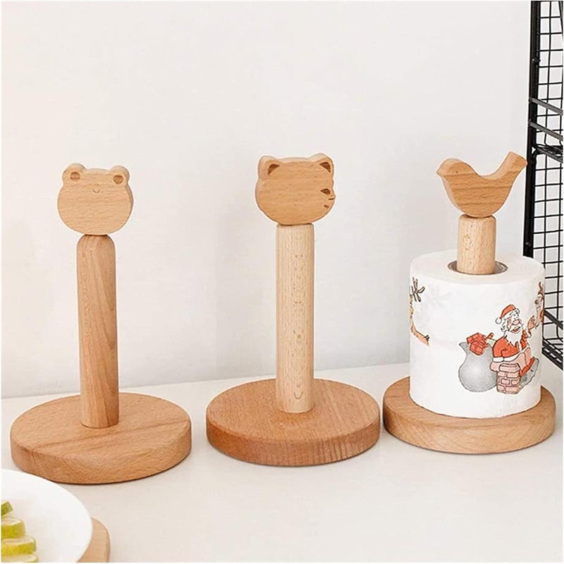 Free Standing Toilet Paper Holder Toilet Paper Holders Animal Tissue Holder Kitchen Bathroom Towel Roll Stand Countertop Wooden Paper Roll Holder Toilet Paper Holders (Color : B, Size : L) - Image 4
